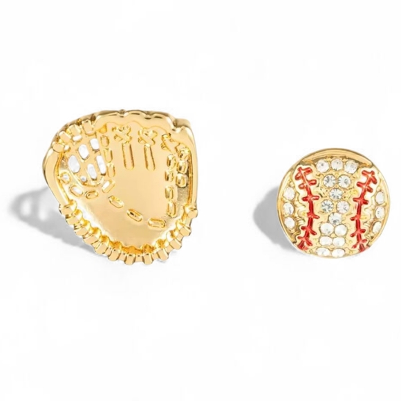 NWOT / BAUBLEBAR / Gold and Red Baseball Earrings - Picture 5 of 8